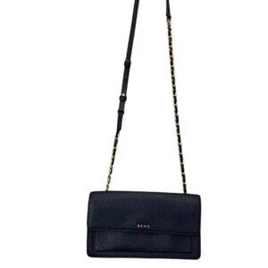 DKNY Women’s Navy Bryant Park Leather Crossbody Bag‎ Gold Chain Shoulder Purse